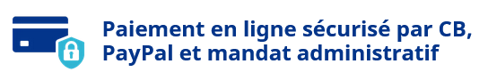 Paiement en ligne sécurisé par carte bancaire, PayPal ou mandat administratif